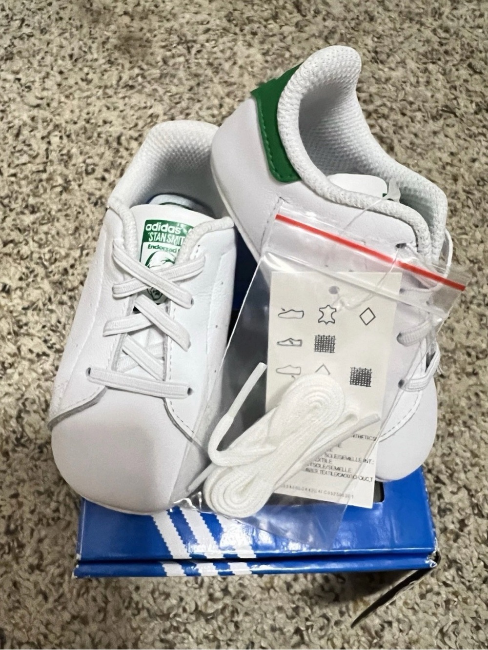 adidas Kids' Stan Smith Leather Sneakers in White/Green